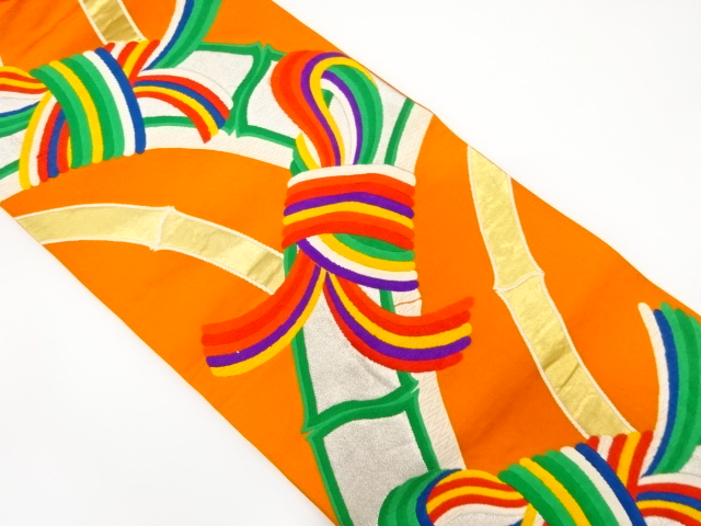 JAPANESE KIMONO / ANTIQUE FUKURO OBI / SILK / WOVEN KUMIHIMO CORD PATTERN